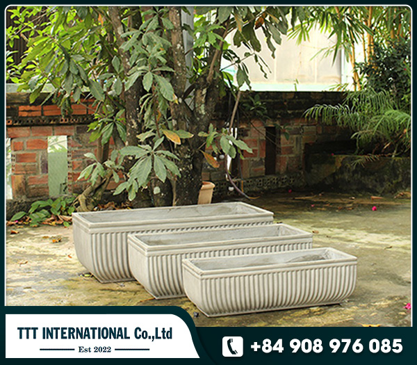 Luxury Rectangle Trough  striped cement planter